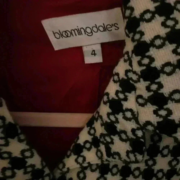 Bloomingdale’s Geometric Print Y2K Black\White Wool Blend Tweed Blazer Size 4 - Picture 9 of 12